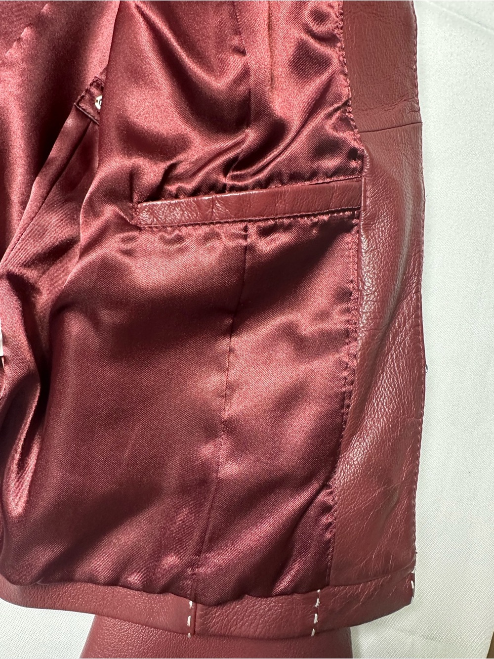 Pamela McCoy Burgundy Leather Collarless Jacket Size M - Picture 8 of 10